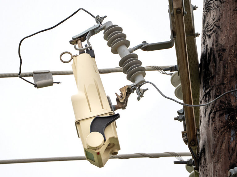 The TripSaver II Recloser shown here will analyze a fault and make one of four decisions. It makes the overall grid smarter and increases reliability, reduces outages and improves SAIDI. We will be installing these all around the system over the next few years.